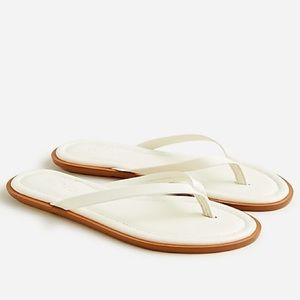 JCrew white leather flip flops